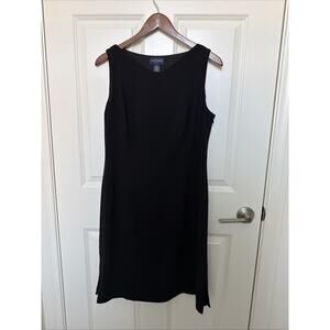 Ann Taylor 12P Black Sleeveless Lined Career Cocktail LBD Sheath Dress